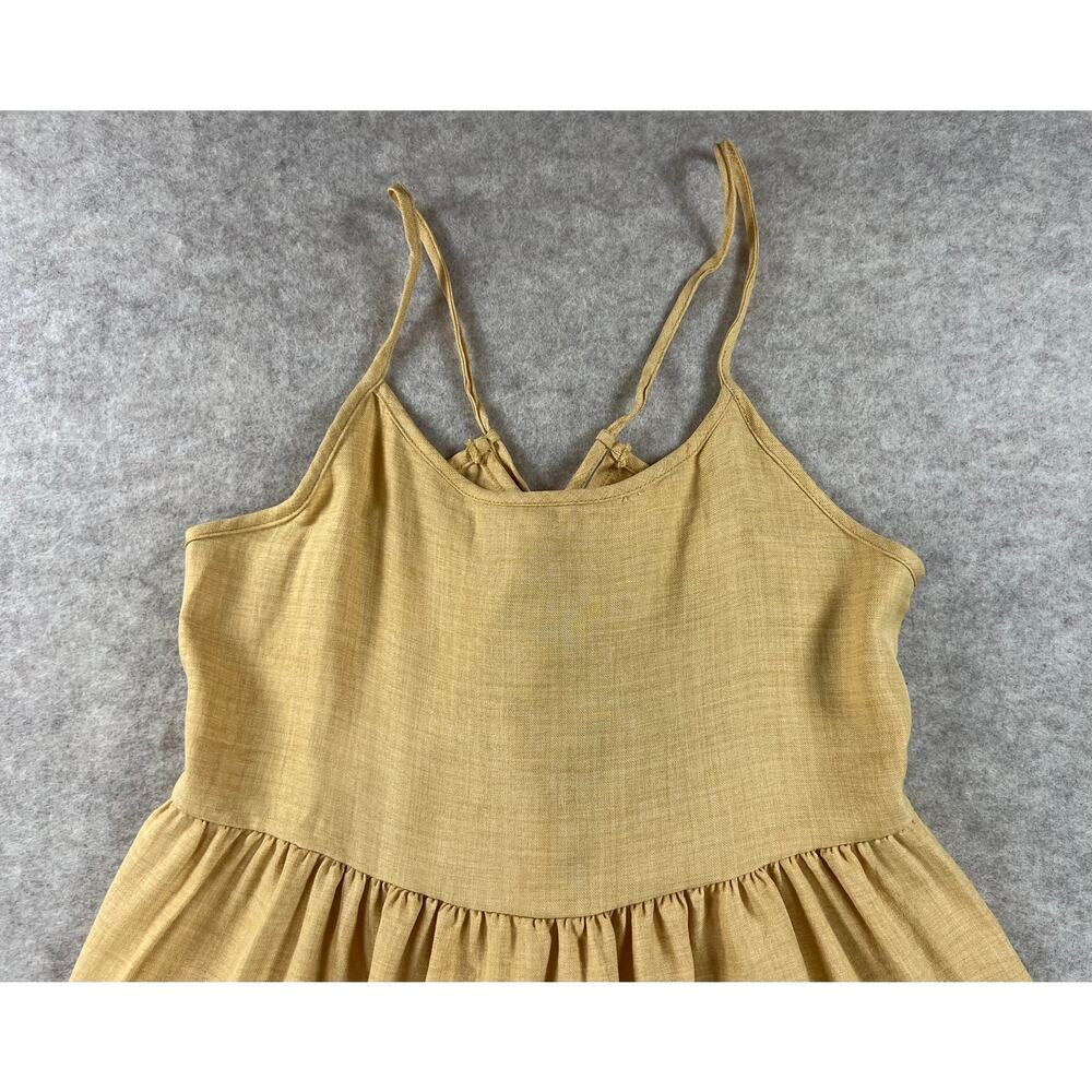 Pinkblush Maternity Yellow Lace-Up Tie Back Ruffle Dress Linen Size Large - Picture 4 of 10